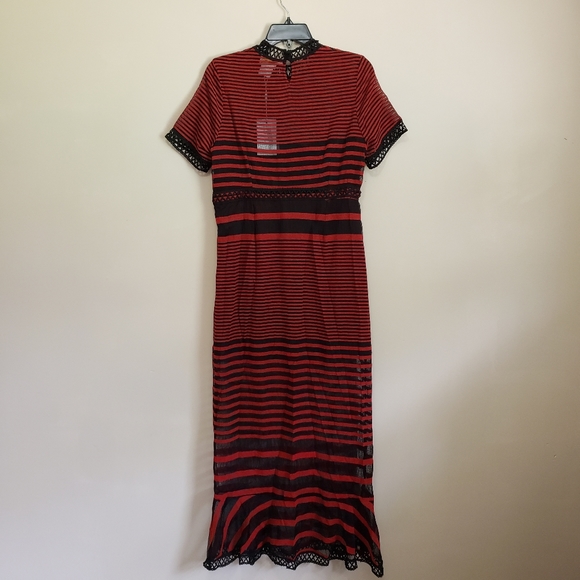 Foxiedox Cassius Maxi Dress Red Black Striped Large NWT - Picture 3 of 11